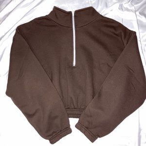 LA Apparel Quarter Zip Cropped Sweatshirt